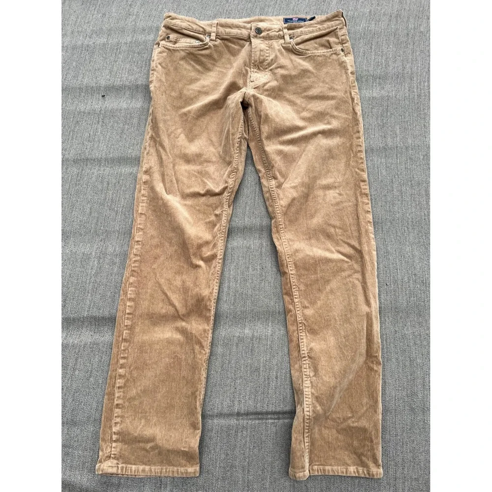 Vineyard Vines Mens 34x30 Tan Corduroy Straight Leg Stretch Pants Khaki Brown